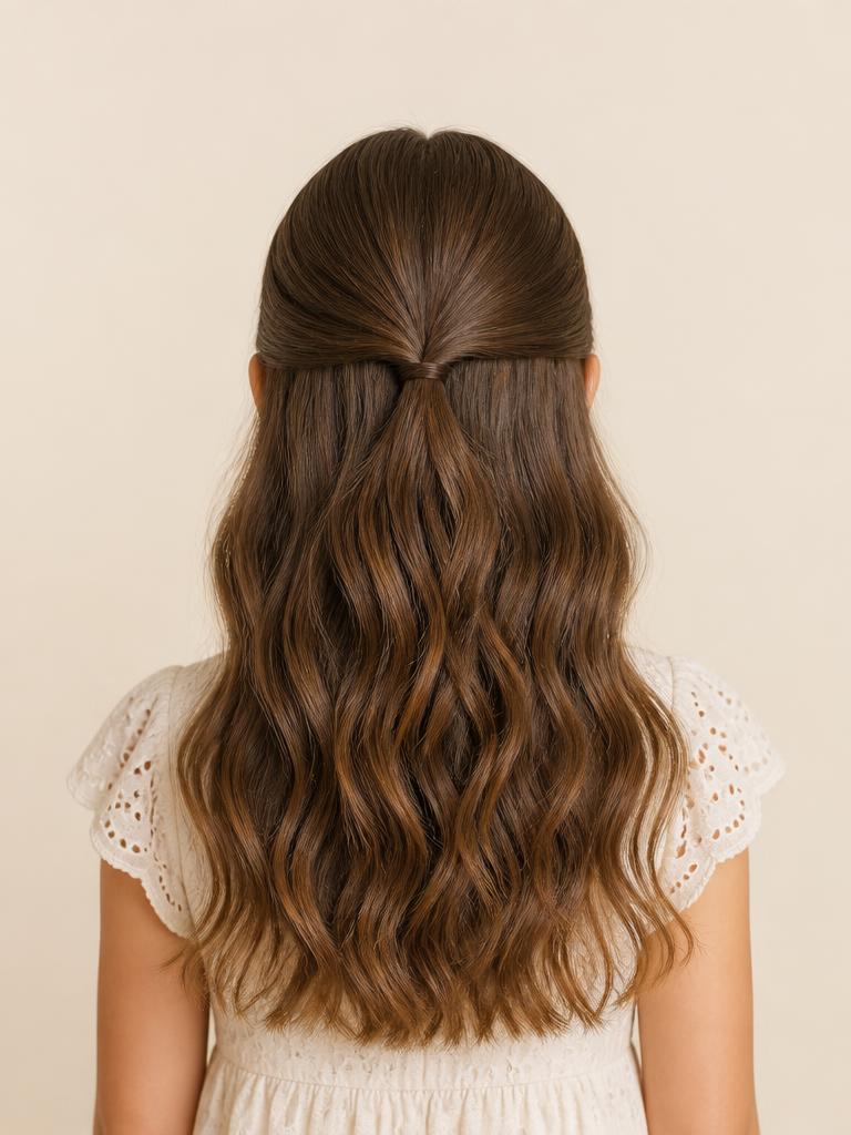 Wavy 2B hair, Half-up with waves