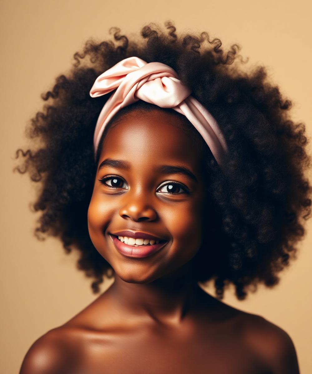 Afro & Satin Headband hairstyle styled with Krown & Co hair accessories
