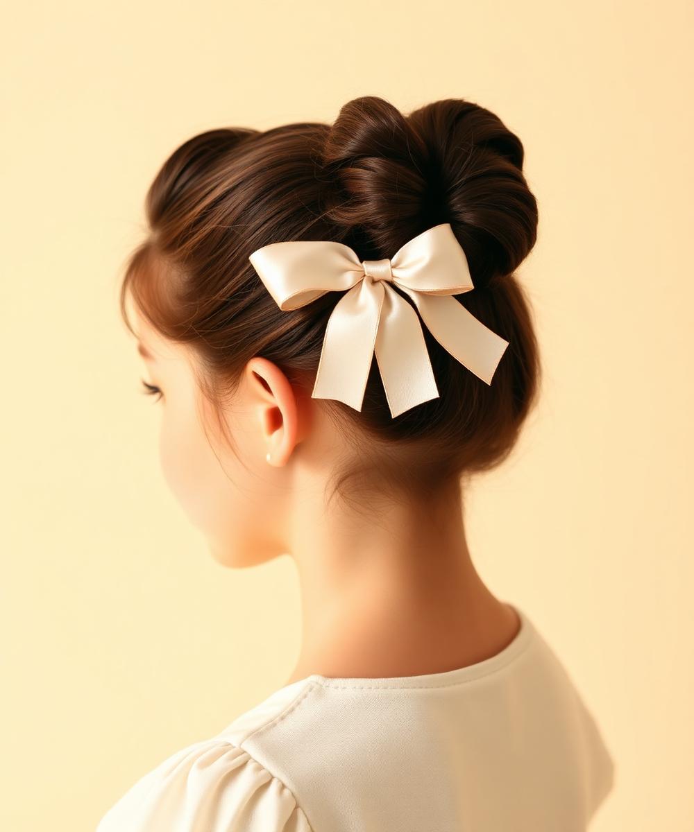 Bow Ponytail hairstyle styled with Krown & Co hair accessories