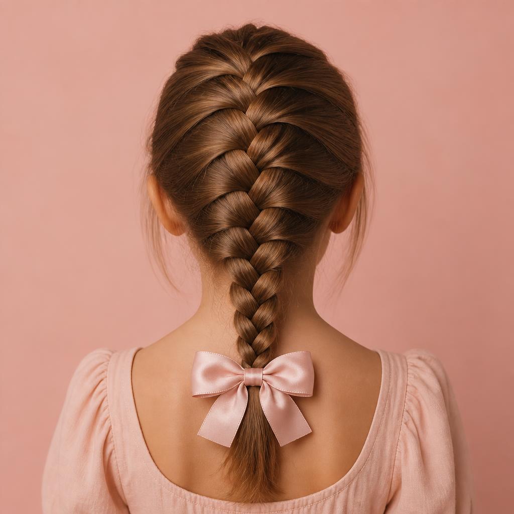 French Braid hairstyle styled with Krown & Co hair accessories