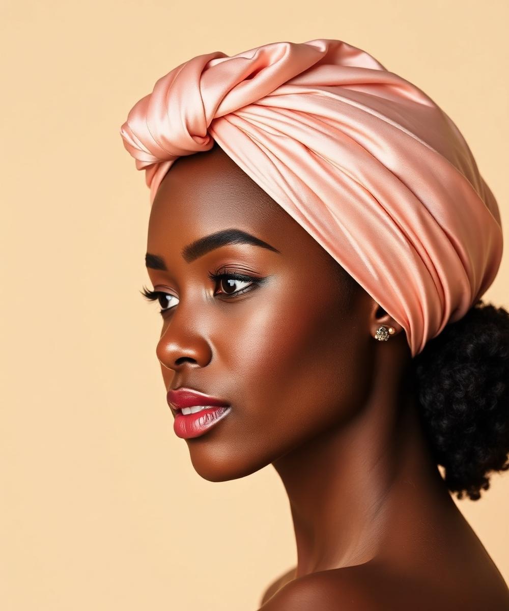 Silk Headwrap hairstyle styled with Krown & Co hair accessories