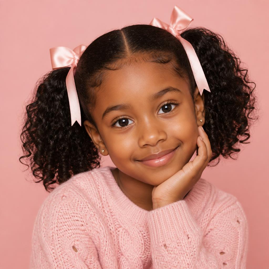 Classic Pigtails hairstyle styled with Krown & Co hair accessories